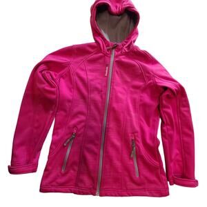 Reebok Bright Pink Hooded Fleece Lined Zip up Coat Jacket Girls L 14/16 2604